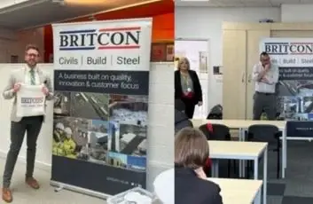 Britcon representatives engage with students during a careers event at Riverside College, promoting opportunities within the construction industry.
