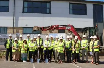 Project stakeholders, partners and the Britcon team break ground at the new NETA Engineering Training Centre development in Thornaby.